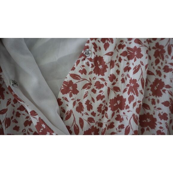 Kaileigh Women's Sz M White Floral Print Surplice Neckline Sleeveless Dress - Picture 12 of 13